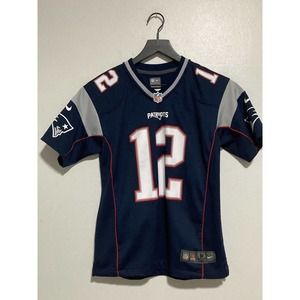 Tom Brady Nike NFL New England Patriots Blue Jersey Youth Size Medium #12